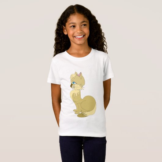 黄色の猫の子供用Tシャツ Tシャツ (正面フル)