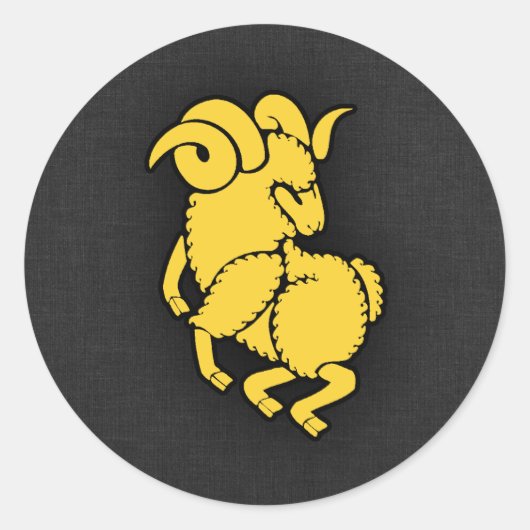 黄色の琥珀の牡羊座 ラウンドシール (正面)