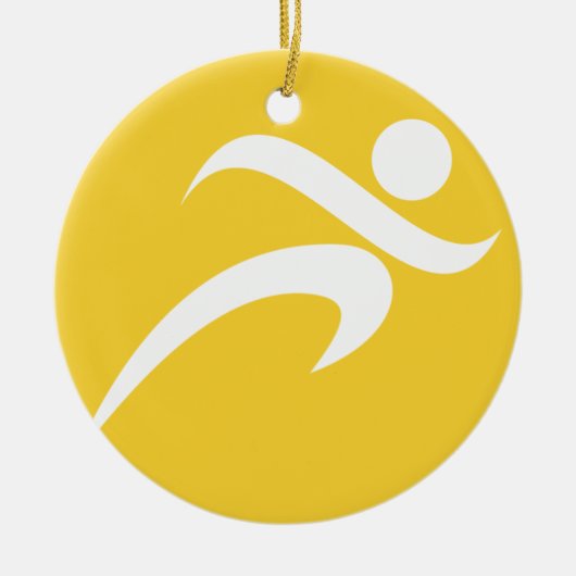 黄色の琥珀走の セラミックオーナメント (正面)