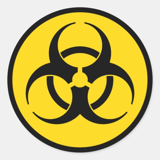 黄色の生物学的災害［有害物質］記号シール ラウンドシール (正面)