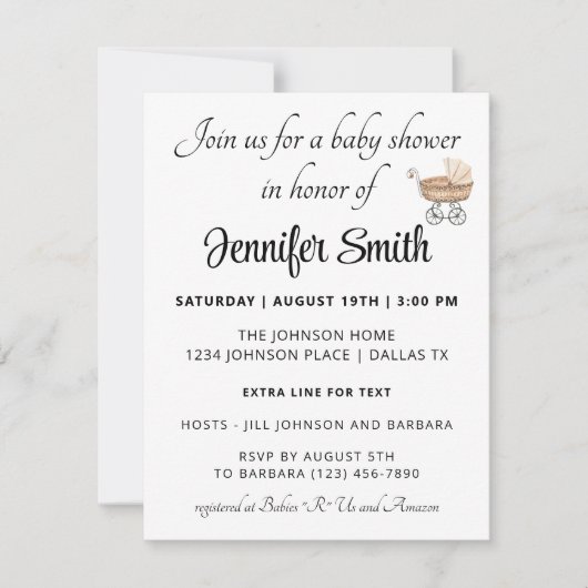 黄色の男の赤ちゃんまたは女の子モダンの赤ちゃんシャワー 招待状 (正面)