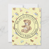 黄色の男の赤ちゃんまたは女の子モダンの赤ちゃんシャワー 招待状 (裏面)