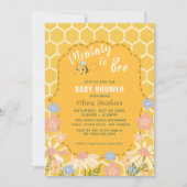 黄色の男女兼用ママへビー赤ちゃんシャワー 招待状 (正面)