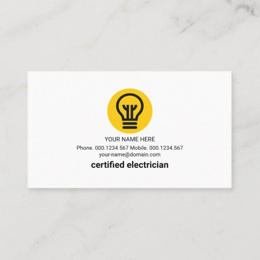 黄色の発光都市スカイライン電気技師バルブムーン 名刺 (裏面)
