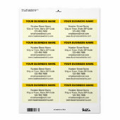 黄色の発送ラベルにハイライトされたビジネス名 ラベル (フルシート)