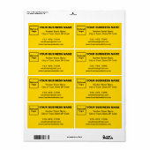 黄色の発送ラベル上のビジネスブランド ラベル (フルシート)