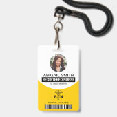 黄色の登録ナースカドゥセウス写真テンプレート バッジ (正面（ネックストラップ付）)