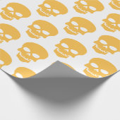 黄色の白いスカル ラッピングペーパー (角)