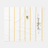 黄色の白いストライプビービーモノグラムのスクリプト フリースブランケット (正面(横))