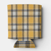 黄色の白いタータンチェックテクスチャの背景 缶クーラー (裏面)