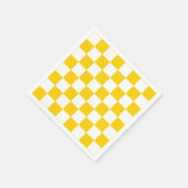 黄色の白いチェッ市松模様にクパターン スタンダードカクテルナプキン (角)