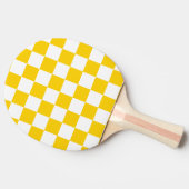 黄色の白いチェッ市松模様にクパターン 卓球ラケット (横)