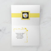 黄色の白いデイジー リボン 結婚式 お礼状カード サンキューカード (内部)