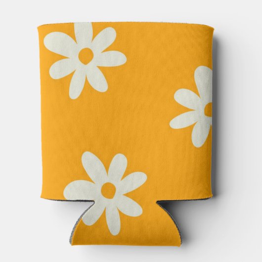 黄色の白いフローラエレガント水彩の花 缶クーラー (裏面)