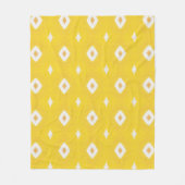黄色の白いレトロの幾何学的パターン フリースブランケット (正面)