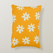 黄色の白いレトロY2Kの花模様 アクセントクッション (裏面(縦))