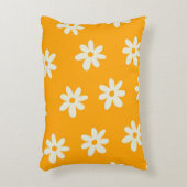 黄色の白いレトロY2Kの花模様 アクセントクッション (正面(垂直))