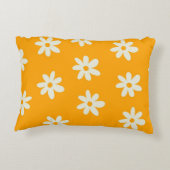 黄色の白いレトロY2Kの花模様 アクセントクッション (裏面)