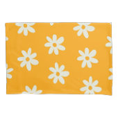 黄色の白いレトロY2Kの花模様 枕カバー (正面)