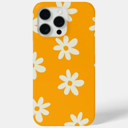 黄色の白いレトロY2Kの花模様 Case-Mate iPhoneケース (裏面)
