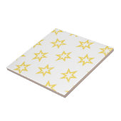 黄色の白い幾何学星模様 タイル (側面)