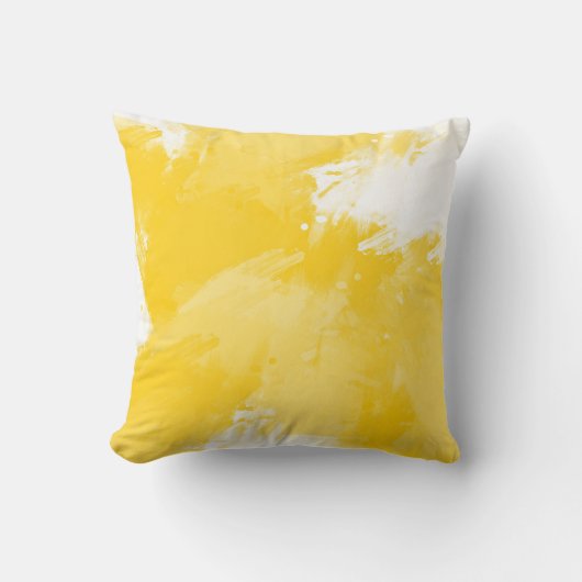 黄色の白い抽象芸術モダン線 クッション (正面)