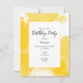 黄色の白い抽象芸術モダン線 招待状 (正面)