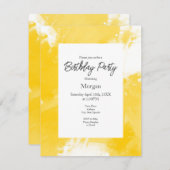 黄色の白い抽象芸術モダン線 招待状 (正面/裏面)