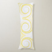 黄色の白い渦巻き絞り染めファンキーレトロ ボディピロー (正面縦)