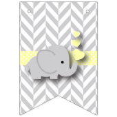 黄色の白い灰色の象の赤ちゃんシャワー バンティングフラッグ (第2の旗)