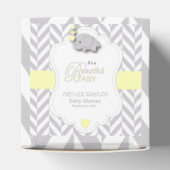 黄色の白い灰色の象の赤ちゃんシャワー フェイバーボックス (上部)
