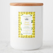 黄色の白い製品ラベルのブルーミングバラ追加ロゴ フードラベル (正面)