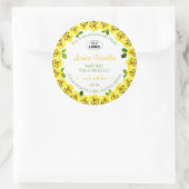 黄色の白い製品ラベルのブルーミングバラ追加ロゴ ラウンドシール (バッグ)