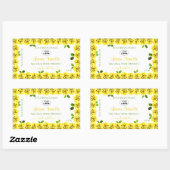 黄色の白い製品ラベルのブルーミングバラ追加ロゴ 長方形シール (シート)