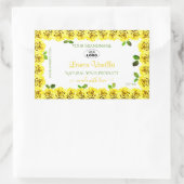 黄色の白い製品ラベルのブルーミングバラ追加ロゴ 長方形シール (バッグ)