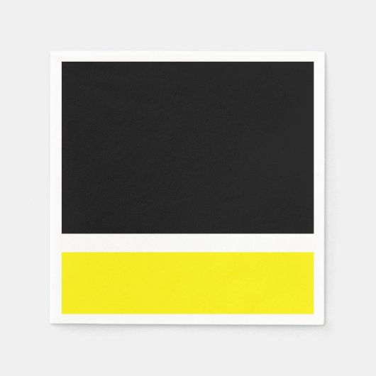 黄色の白い黒のカラーブロック スタンダードカクテルナプキン (正面)