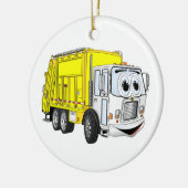 黄色の白ごみトラックの漫画 セラミックオーナメント (左)