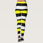 黄色の白と黒の水平ストライプのレギンス レギンス (裏面)