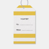 黄色の白ストライプ色のパターン、木炭モノグラム ギフトタグ (正面)