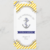 黄色の白ストライプ色の海軍航海の結婚式 プログラム (正面/裏面)