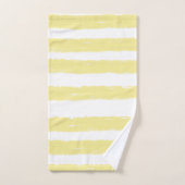 黄色の白ストライプ色 バスタオルセット (ハンドタオル)
