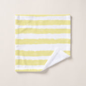 黄色の白ストライプ色 バスタオルセット (ウォッシュタオル)