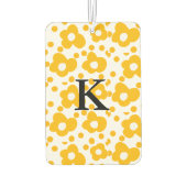 黄色の白デイジー花のパターン追加モノグラムmus カーエアーフレッシュナー (裏面)
