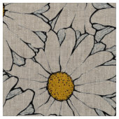 黄色の白モダン色のデイジーの花柄 ファブリック (クローズアップ)