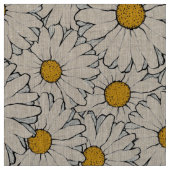 黄色の白モダン色のデイジーの花柄 ファブリック (見本)