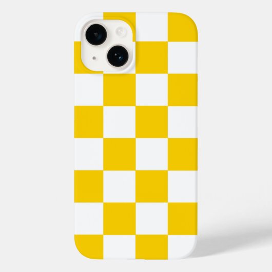 黄色の白市松模様にいチェックパターンiPhoneケース Case-Mate iPhoneケース (裏面)