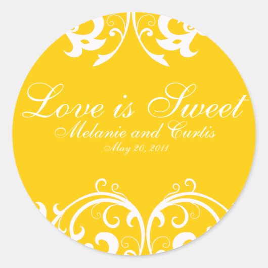 黄色の白華美い愛は甘い ラウンドシール (正面)