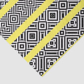 黄色の白黒のオパターン(の模様が)あるプストライプアート 薄葉紙 (詳細)