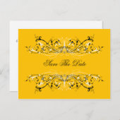 黄色の白黒の渦巻きが日付を保存 案内ポストカード (正面/裏面)