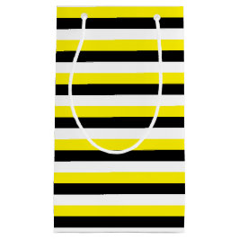 黄色の白黒ストライプ スモールペーパーバッグ